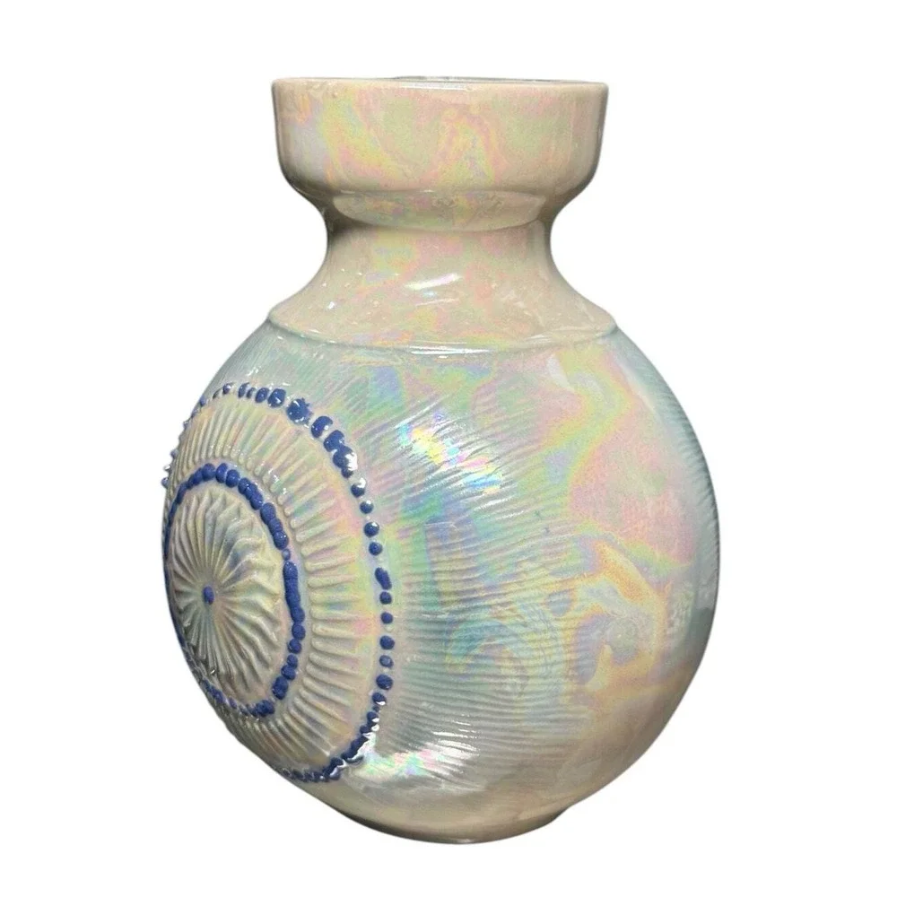 Vintage Iridescent‎ Studio Pottery Vase Handcrafted Art Ceramic 6